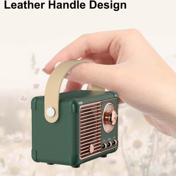 Retro Bluetooth Speaker, Portable Wireless Speaker with Crystal Clear Stereo Sou - Picture 7 of 9